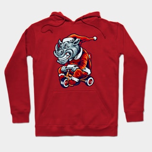 Cute Christmas Rhino on a Tricycle Hoodie